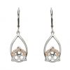 SILVER TRINITY DROP EARRINGS WITH CZ SET IN ROSE GOLD
