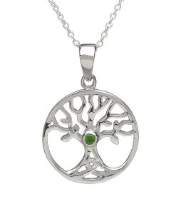 Tree Of Life Pendant With Green Centre Stone