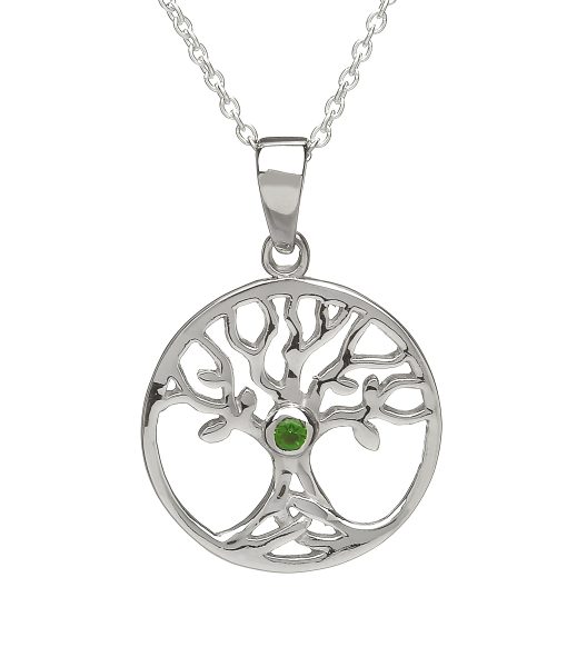 Tree Of Life Pendant With Green Centre Stone