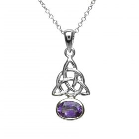 Sterling Silver Celtic Knots Amethyst Cz Pendant