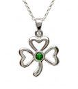 Sterling Silver Emerald Shamrock Pendant