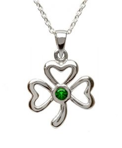 Sterling Silver Emerald Shamrock Pendant