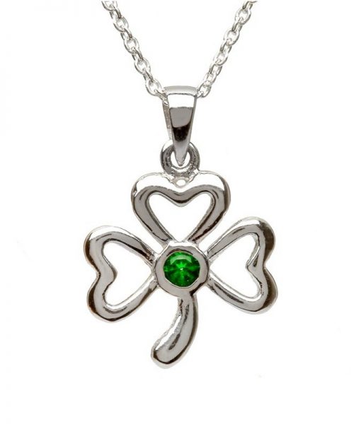 Sterling Silver Emerald Shamrock Pendant