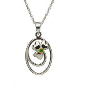 Shamrock Swirl Pendant With Irish Green Cz Stone