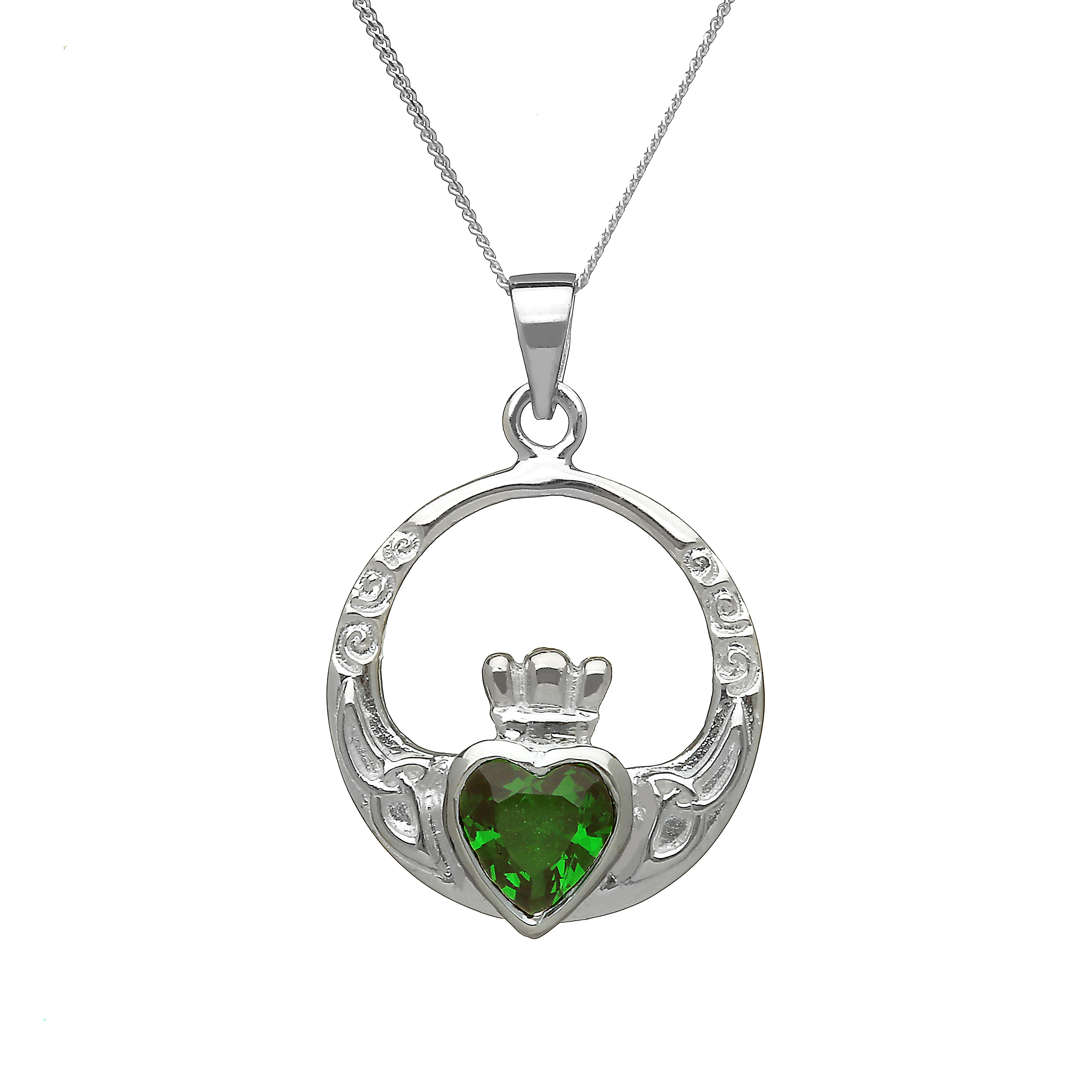 Amazon.com: GaelSong 925 Sterling Silver Emerald Glass Claddagh Necklace  Love Friendship Loyalty Symbol Irish Celtic Knotwork Pendant Jewelry for  Women Mother 18