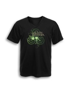 Celtic Spiral Filigree V Neck Tee Black