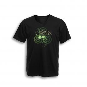 Celtic Spiral Filigree V Neck Tee Black