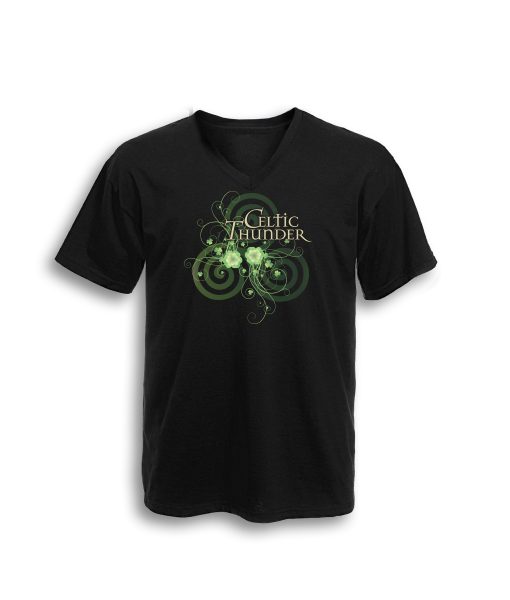 Celtic Spiral Filigree V Neck Tee Black