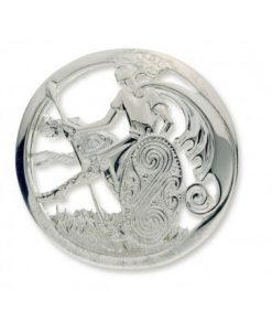 Warrior And Wolfhound Brooch In Sterling Silver