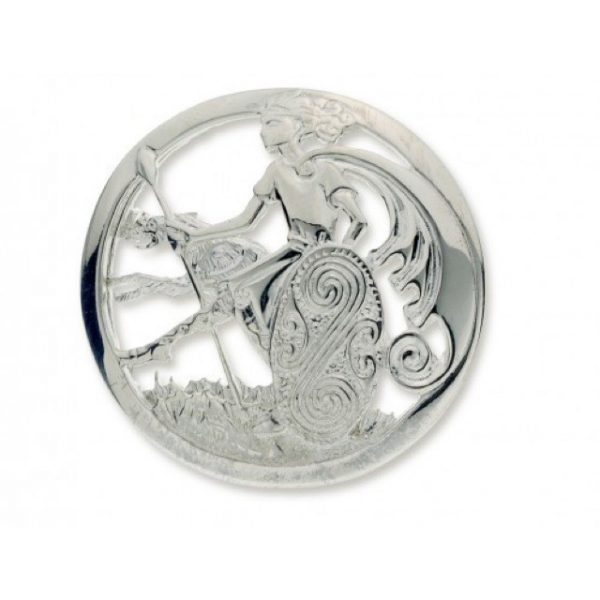 Warrior And Wolfhound Brooch In Sterling Silver