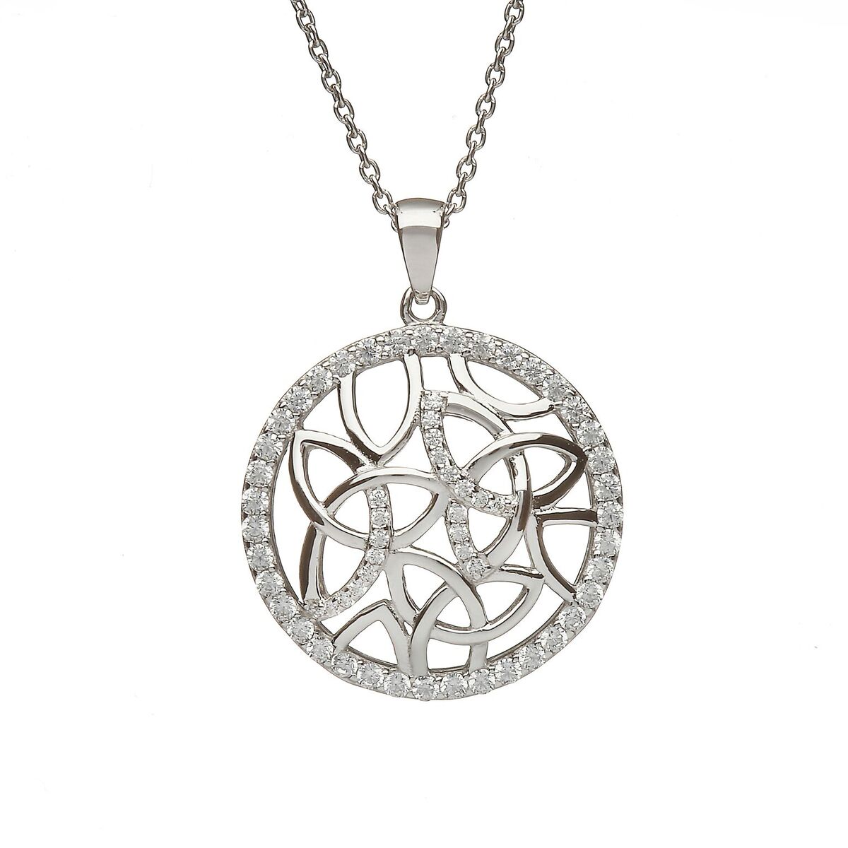 pn97 CELTIC KNOT ROUND SILVER PENDANT PLAIN SOLID STERLING SILVER 