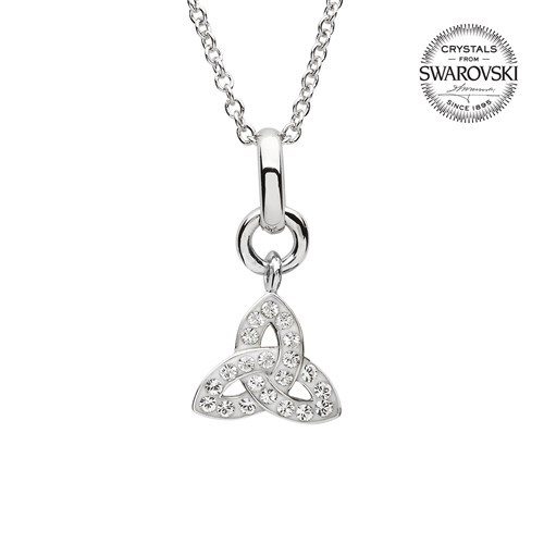 Trinity Knot Diamond & Emerald Silver Celtic Cross Pendant - ShanOre