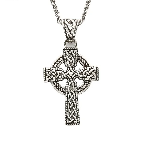 Mens Irish Celtic Knot Cross Pendant Necklace Stainless Steel Chain Silver  Gift | eBay