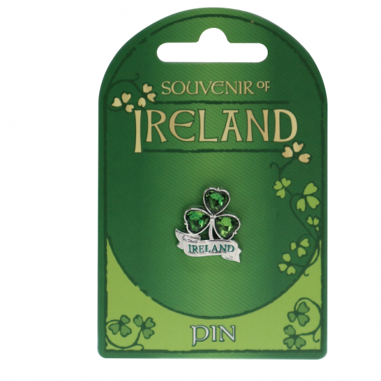 Crystal Ireland Shamrock Pin – Celtic Thunder Store